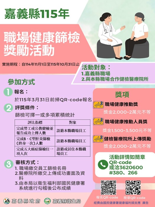 115年嘉義縣職場健康篩檢獎勵宣導活動